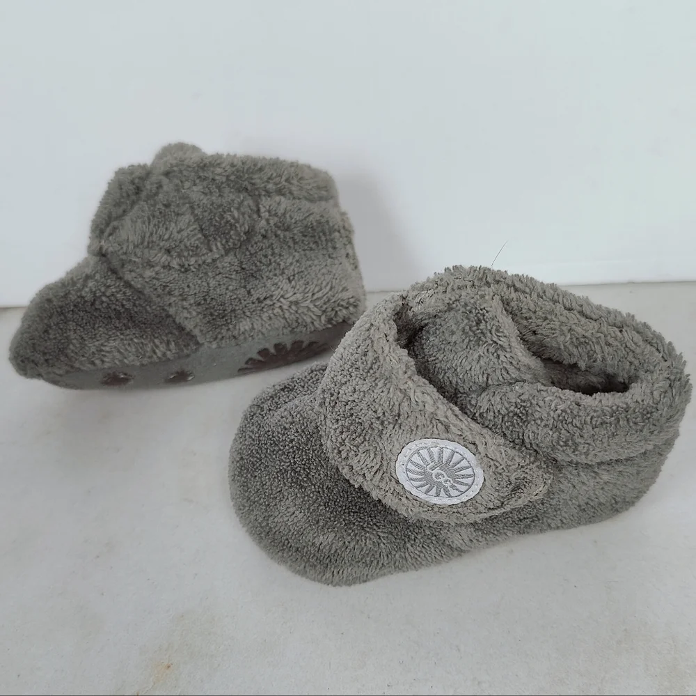 UGG Bixbee Grey Fleece Infant Baby Walker Booties, Sz 0/1